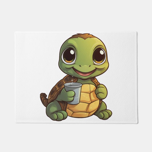 Cartoon turtle illustration doormat (Front)