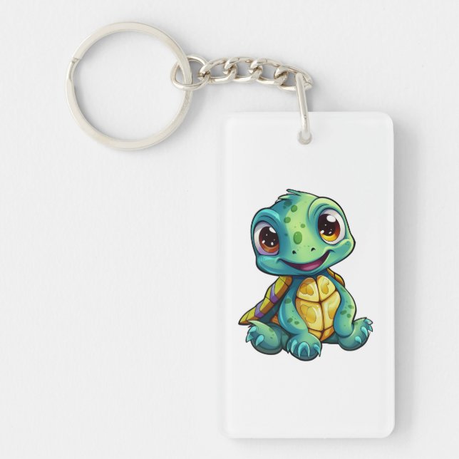 Cartoon turtle illustration keychain (Front)