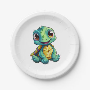 Cartoon turtle illustration paper plate