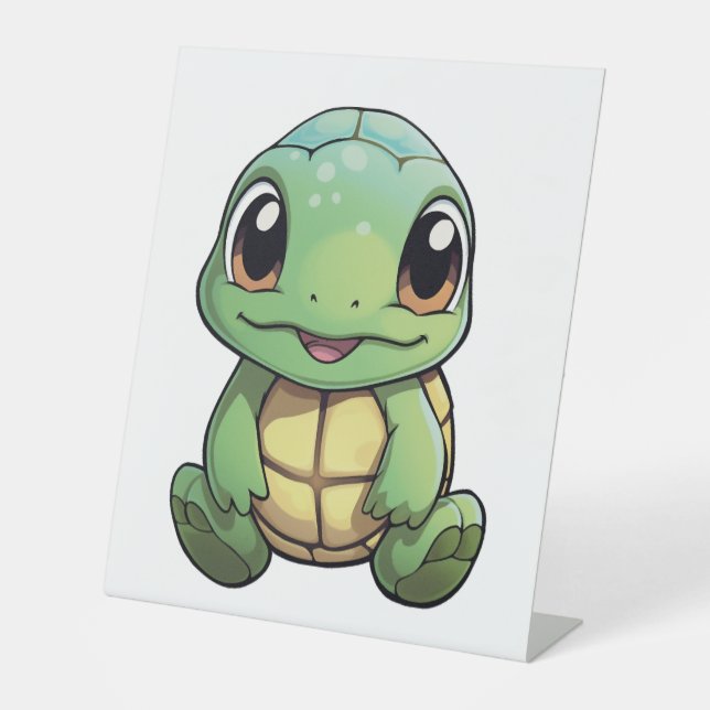 Cartoon turtle illustration           pedestal sign (Front)