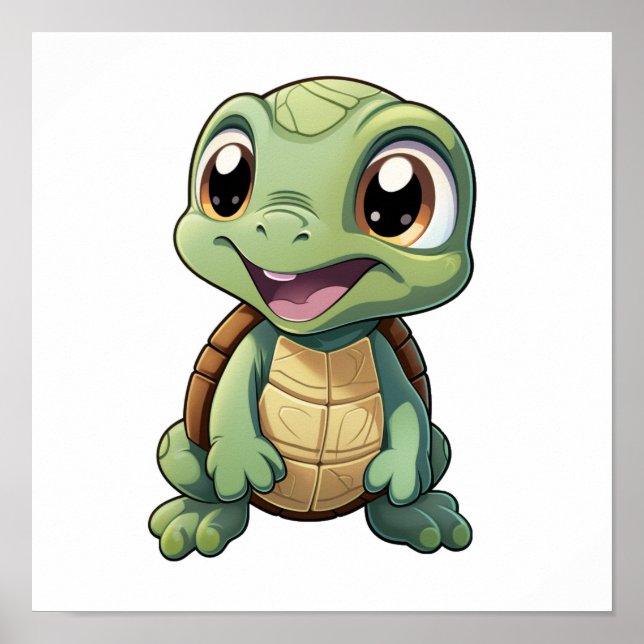 Cartoon turtle illustration poster (Front)