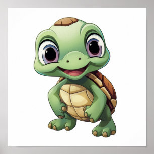 Cartoon turtle illustration poster