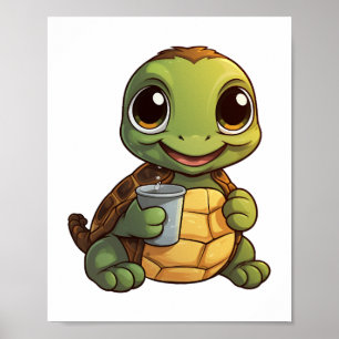 Cartoon turtle illustration                poster