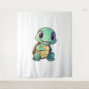 Cartoon turtle illustration        tapestry