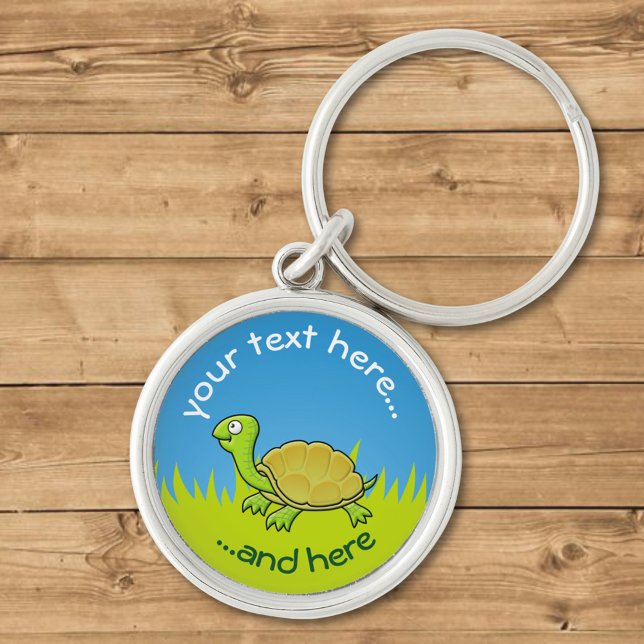 Cartoon Turtle on Grass Keychain (Creator Uploaded)