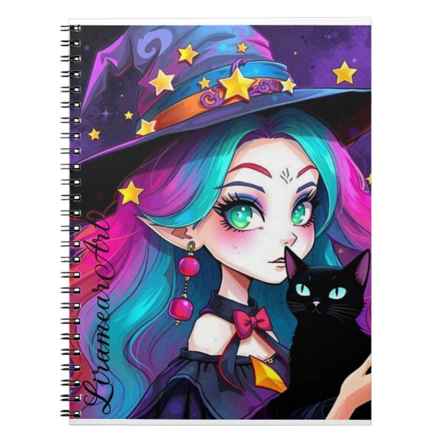 Cartoon Twilight Witch  Notebook (Front)