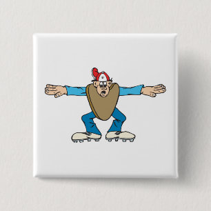 cartoon ump umpire calling SAFE 2 Inch Square Button