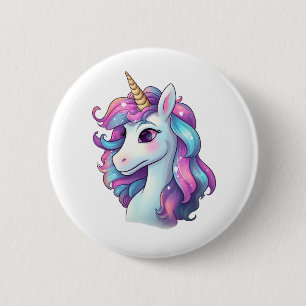 Cartoon unicorn illustration 2 inch round button