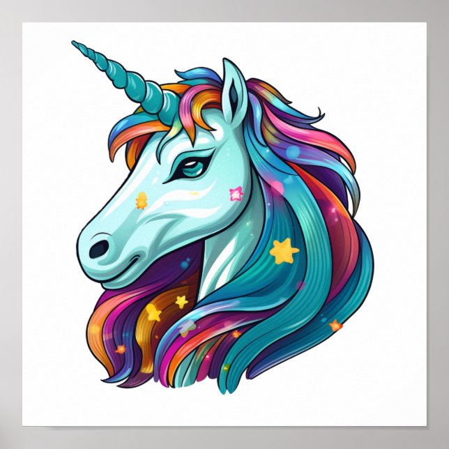 Cartoon unicorn illustration poster (Front)