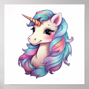 Cartoon unicorn illustration poster