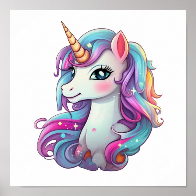 Cartoon unicorn illustration poster (Front)