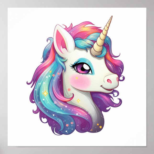 Cartoon unicorn illustration poster (Front)
