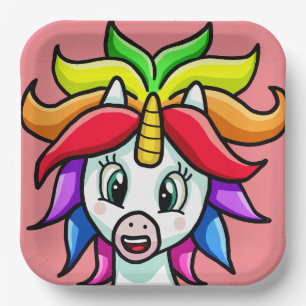 Cartoon Unicorn Paper Plate