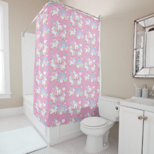 Cartoon Unicorn Pattern on Pink Background