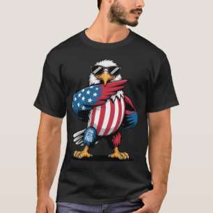 Cartoon USA Bald Eagle Born To Fly Free 4th July T-Shirt