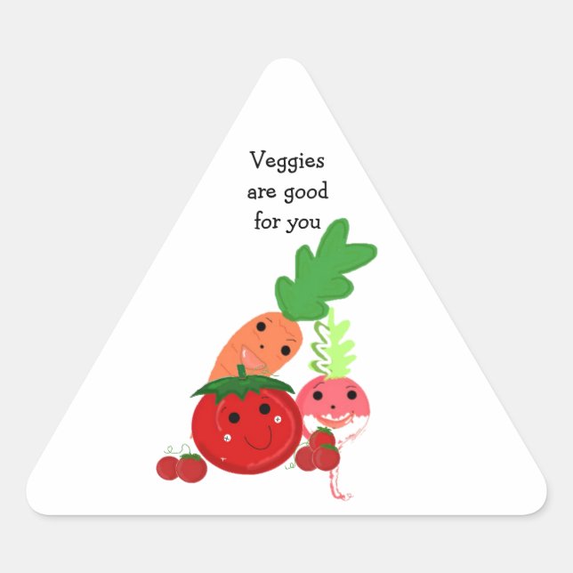 Cartoon Vegetables Triangle Sticker (Front)