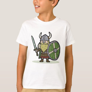 Cartoon Viking Drawing Shirt for Kids