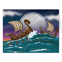 Cartoon Viking invasion fleet