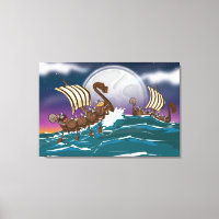 Cartoon Viking invasion fleet