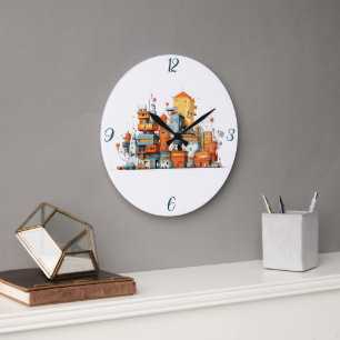 Cartoon Ville Horloge urbaine colorée - Décor Anim