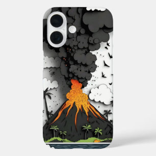 Cartoon Volcano Eruption & Palm Trees Phone Case