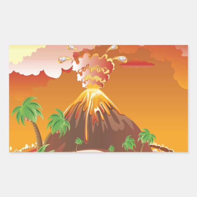 Cartoon Volcano Eruption Sticker (Front)