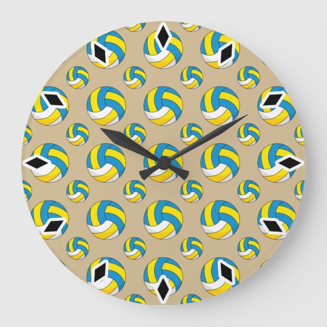 Cartoon Volleyball Ball Large Clock (Front)