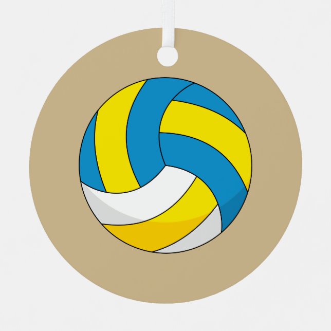 Cartoon Volleyball Ball Metal Ornament (Front)