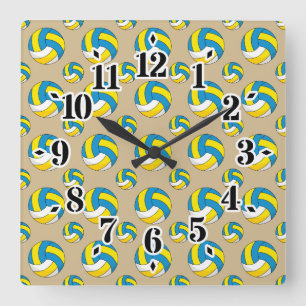 Cartoon Volleyball Ball Square Wall Clock