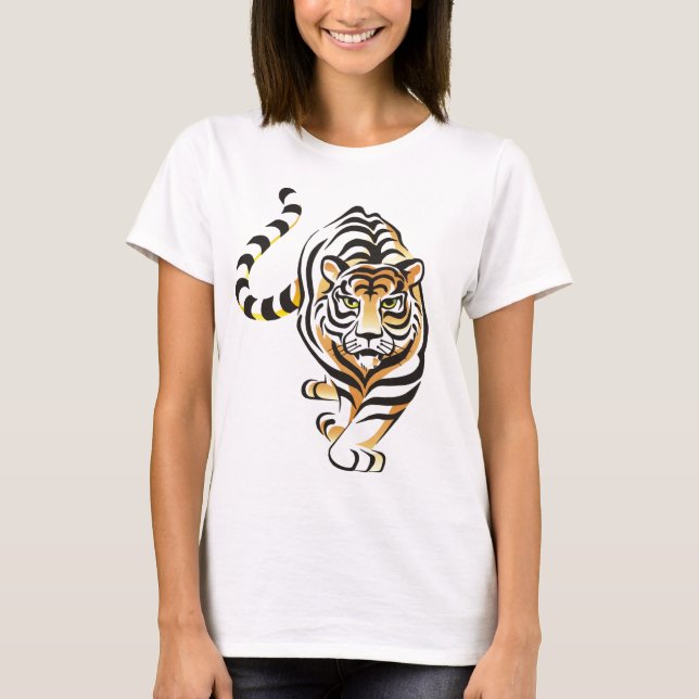 Cartoon Walking Tiger Women's T-shirt (Front)