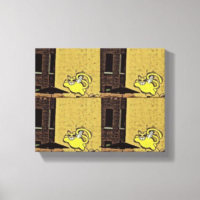 Cartoon Wall Cat Canvas Print (Front)