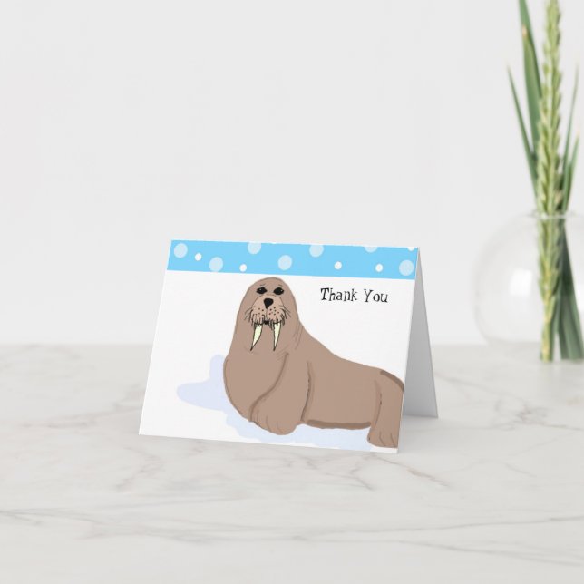 Cartoon Walrus Thank You Card (Front)