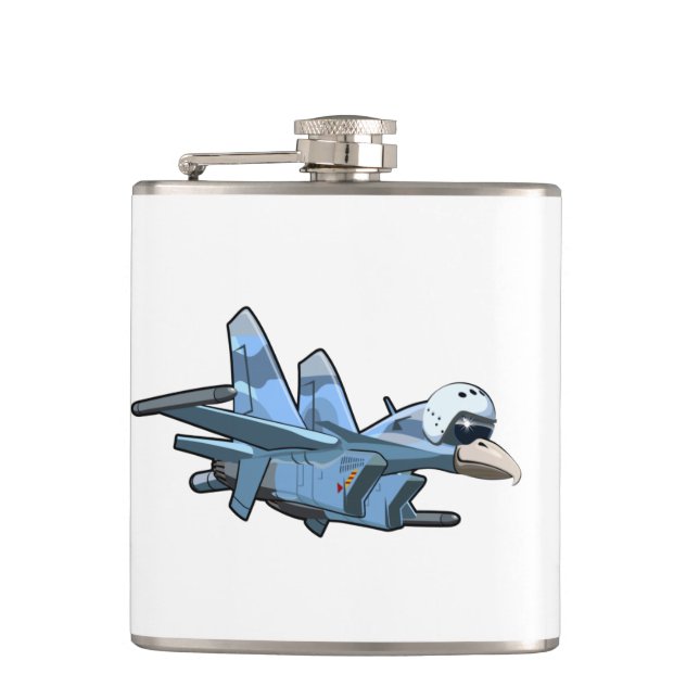 Cartoon warbird plane hip flask (Front)