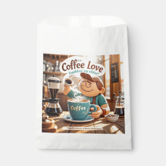 Cartoon warm cozy cafe coffee lover style favour bag