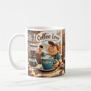 Cartoon warm cozy cafe coffee lover style mug