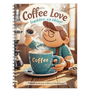Cartoon warm cozy cafe coffee lover style notebook