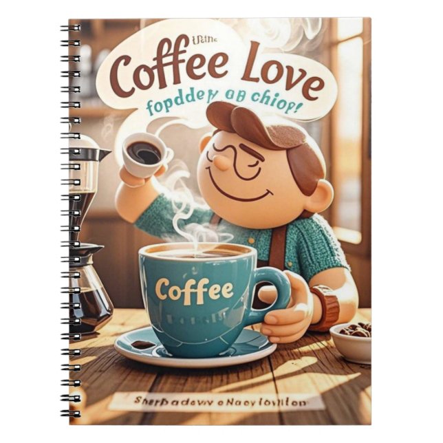 Cartoon warm cozy cafe coffee lover style  notebook (Front)