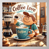 Cartoon warm cozy cafe coffee lover style