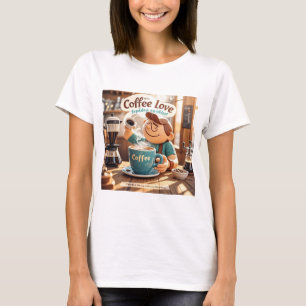 Cartoon warm cozy cafe coffee lover style T-Shirt