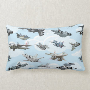 Cartoon warplanes pattern fabric lumbar pillow