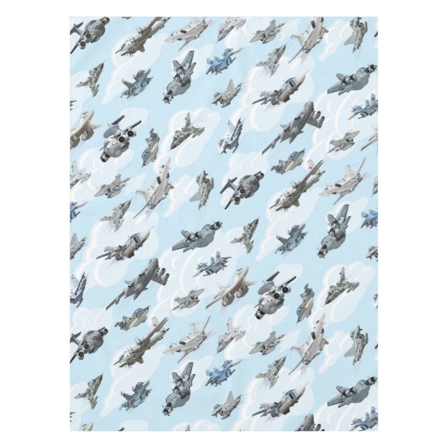Cartoon warplanes pattern fabric tablecloth (Front)