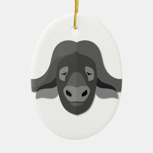 Cartoon Water Buffalo Ceramic Ornament (Front)