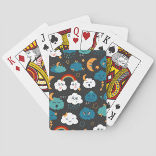Cartoon Weather Forecast Seamless Pattern Playing Cards