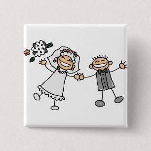 Cartoon Wedding 2 Inch Square Button