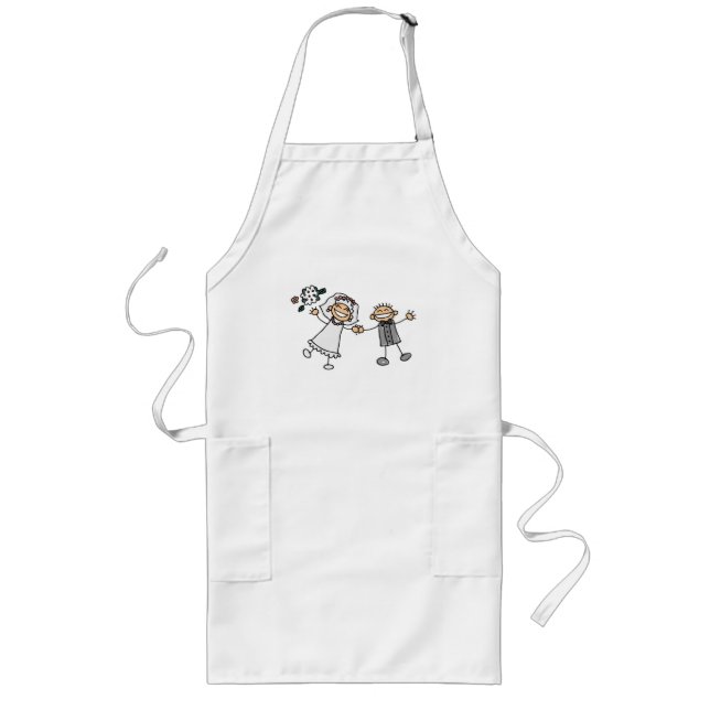 Cartoon Wedding Bride Groom Happy Long Apron (Front)