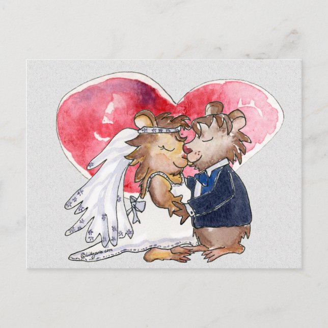 Cartoon Wedding Dance Couple Announcement Postcard (Front)