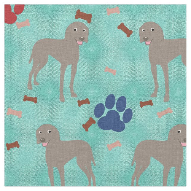 Cartoon Weimaraner Fabric (Close Up)