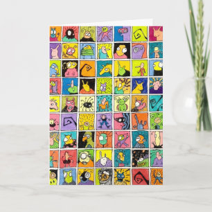 Cartoon Weird Strange Faces Happy Birthday Card