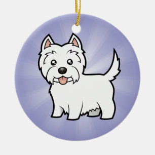 Cartoon West Highland White Terrier (add message) Ceramic Ornament