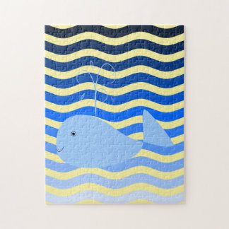Cartoon Whale and Waves Jigsaw Puzzle